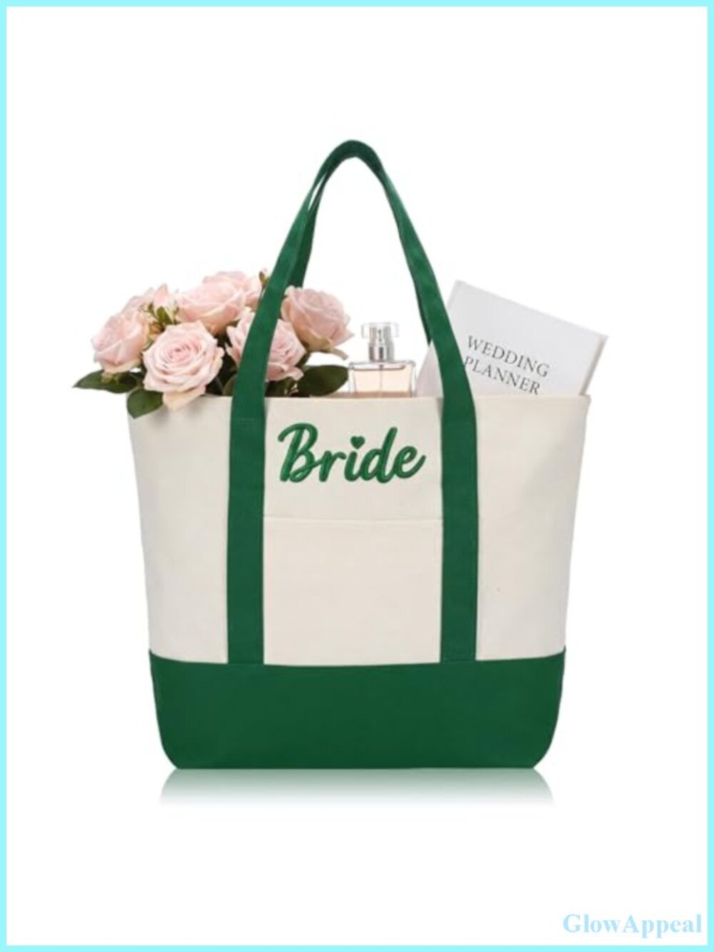 Canvas Tote Bag with Bride Embroidery, Large Capacity, Durable